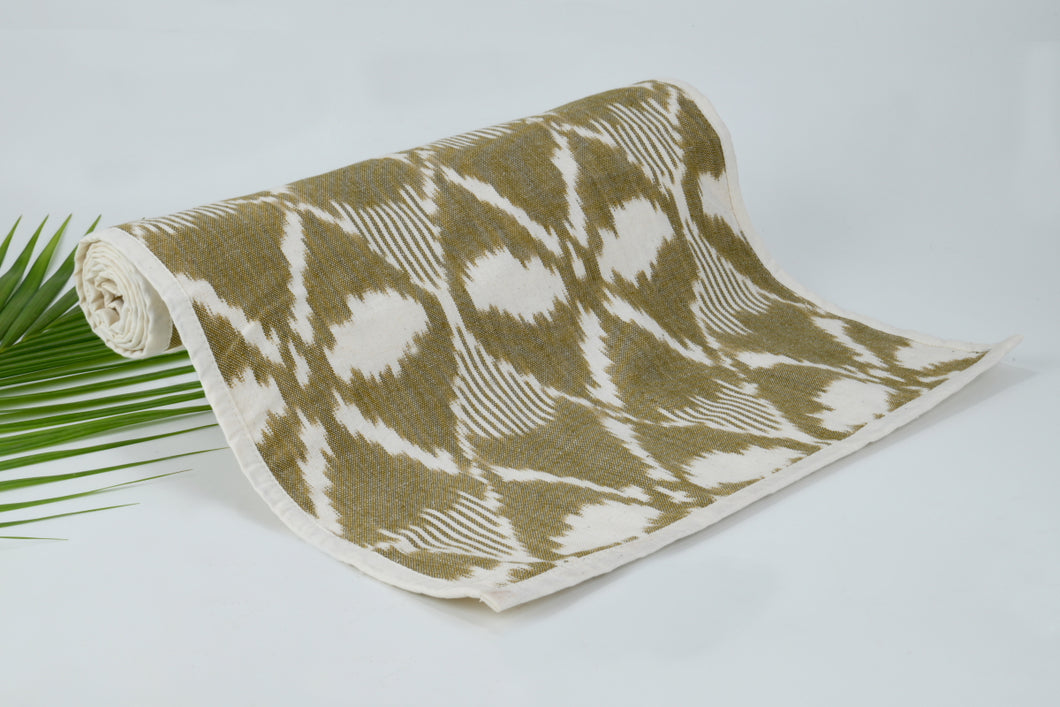 Cotton Ikat Table Runner in Brown
